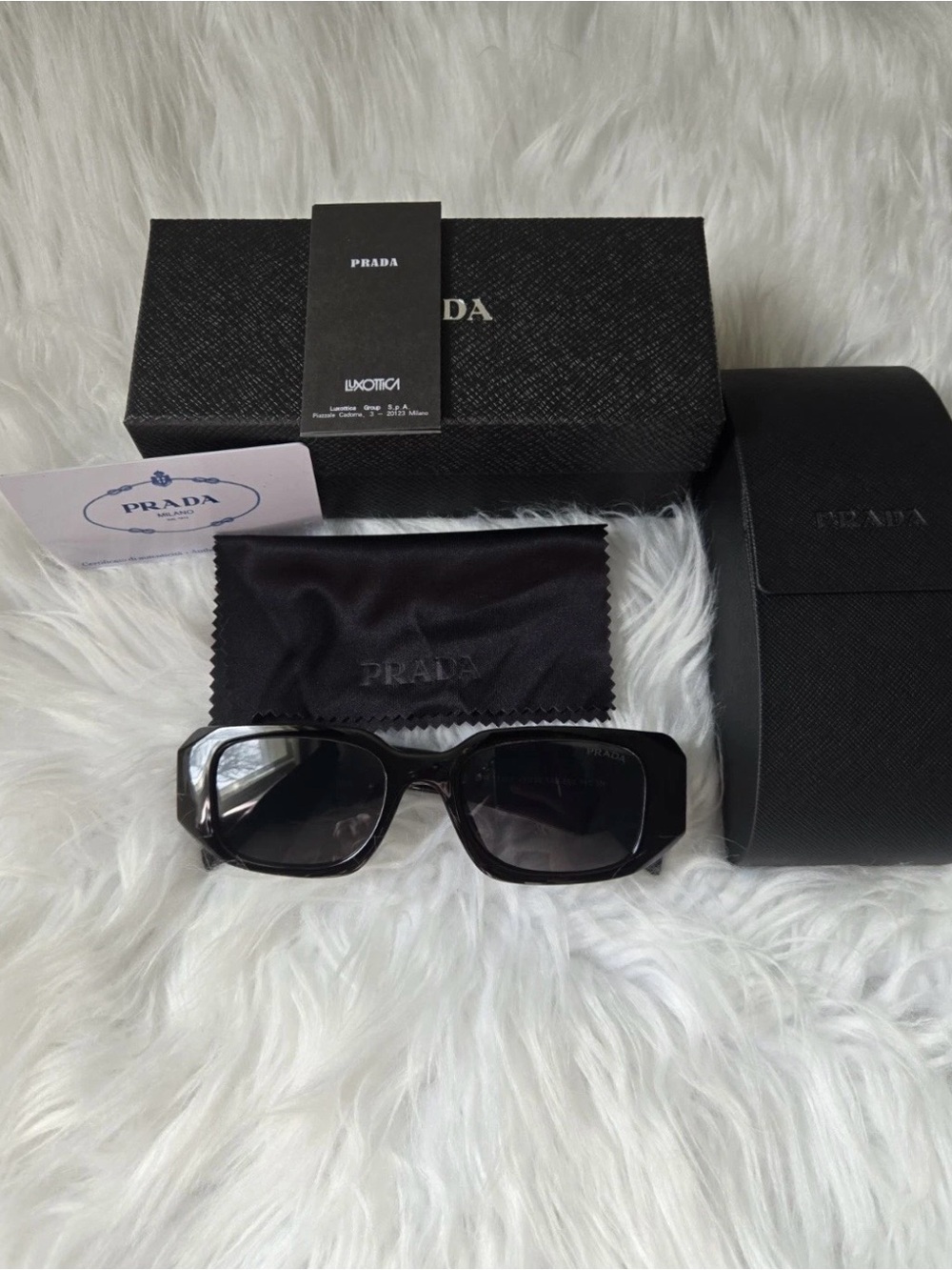 Prada Black Oversized Rectangular Sunglasses